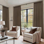 Thick Linen Pleated Brown Blackout Double Layer Curtains 90 Inches Long | Room - Image 8