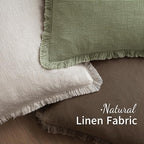 MIULEE Linen Fringe Decorative Euro Pillow Covers Chocolate Brown 22x22 | Set - Image 4