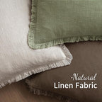 MIULEE Linen Fringe Decorative Euro Pillow Covers Chocolate Brown 24x24 | Set - Image 4