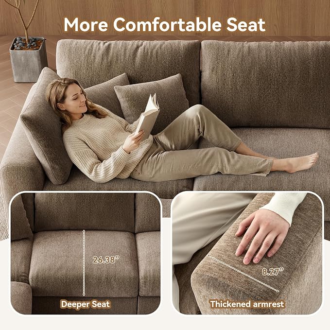 WorthFurni 140” Oversized Cloud Sectional Couches - Image 6