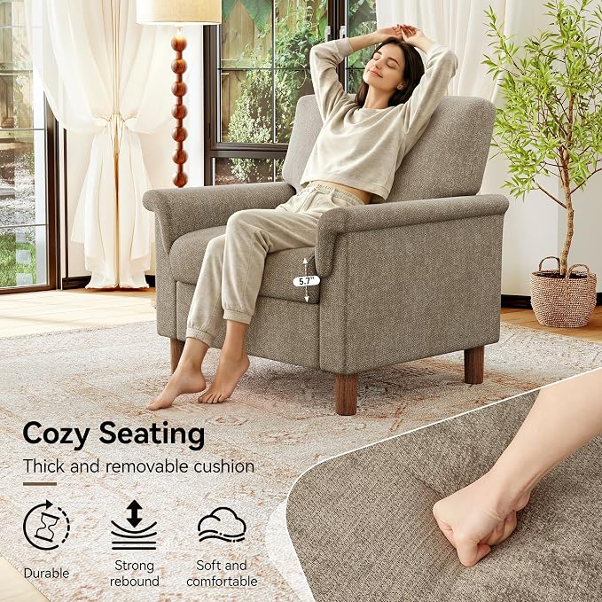 Mid Century Modern Accent Chair, Chenille Comfy Living Room Arm Chairs - Image 3