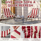 CALBODE 8 Pcs Stretch Outdoor Seat Cushion Covers, Washable Striped Chair Seat - Image 4