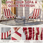 CALBODE 14 Pcs Stretch Outdoor Seat Cushion Covers, Washable Striped Chair Seat - Image 4