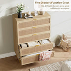 GarveeHome Rattan 5 Drawer Dressers - Image 4