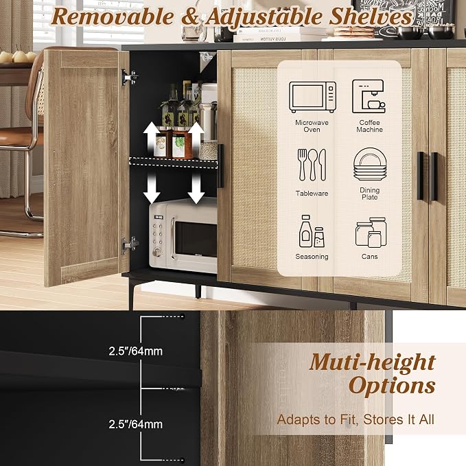 JASIWAY Buffet Cabinet with Storage, Modern Coffee Bar Cabinet Console Table - Image 4