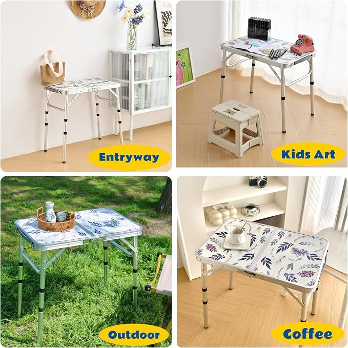 Yriuat Folding Camping Table 2ft Portable Picnic Table Adjustable Height Small - Image 6