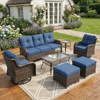 Patio Furniture Set, High Back Rattan Sofa & Swivel Rocker Chairs, Weather by SAILARYPatioFurniture