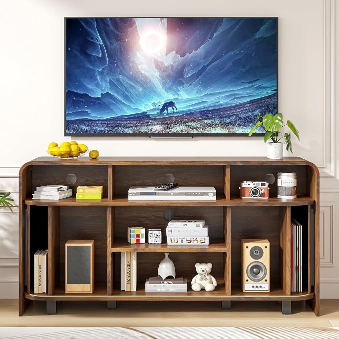 Small Fluted TV Stand for Bedroom, Mid Century Modern Media TV Console for 55 - Image 3