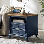 T4TREAM 24'' Farmhouse End Table w/4 Solid Wood Feet, Large 2 Drawers Wide Sofa - Image 6