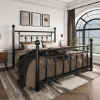 SHA CERLIN 14" Full Size Metal Platform Bed Frame/Victorian Headboard and - Image 3