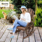 Outsunny Wooden Rocking Chair, Adirondack Rocker Chair w/Slatted Design and - Image 2