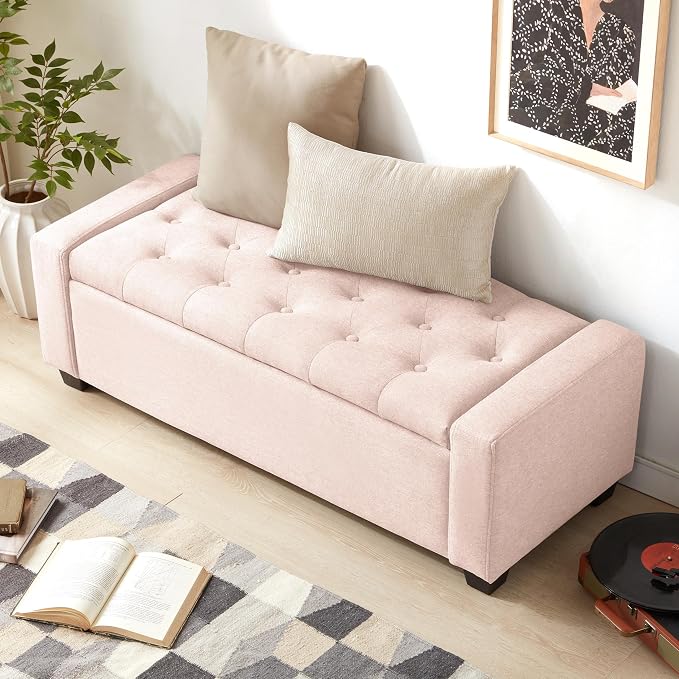 Huatean Home 48" Ottoman with Storage, Upholstered Entryway Bench with Seating - Image 5