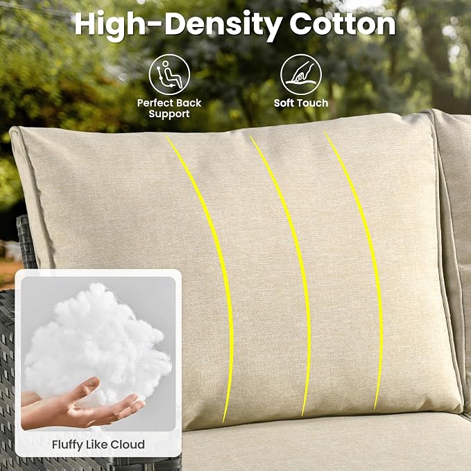 ovios 6 Pieces Patio Furniture Set, Outdoor Wicker Sofa Couch - Image 6