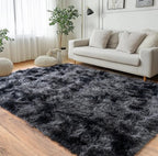 Super Fluffy Area Rug for Living Room 5x7, Shaggy Carpet, Dark Grey | Modern - Image 8