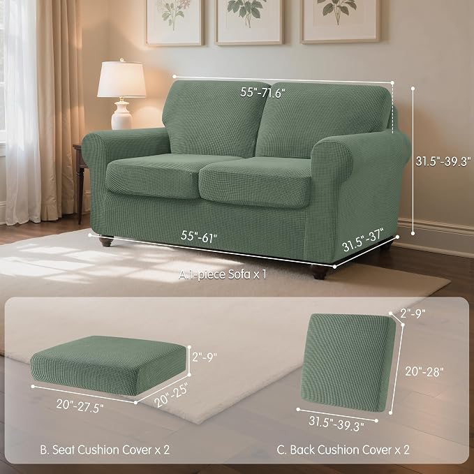 SUBRTEX 5 Pieces Stretch Sofa Slipcover Sets Couch Cover Sets Backrest Cushion - Image 3