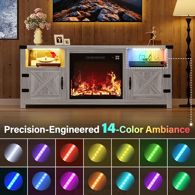 YESHOMY LED Fireplace TV Stand - Image 6