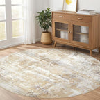 LOONGRUG Round Rug 10x10 Washable Circle Large Neutral Modern Abstract Rug | - Image 8