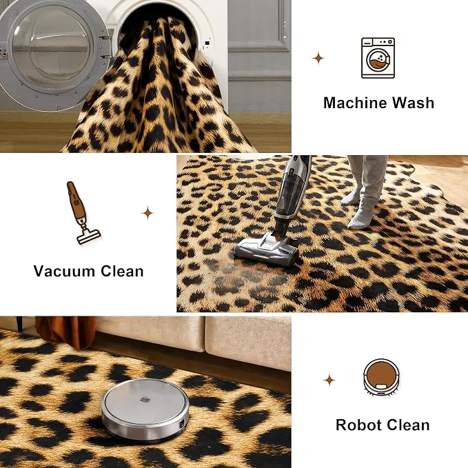 Western Faux Leopard Rug, Animal Print Cheetah Rugs, 6.2 x 5.2 Ft | Premium - Image 3