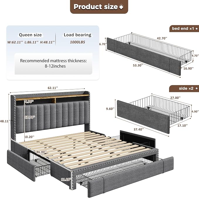 EnHomee Queen Size Bed Frame - Image 2