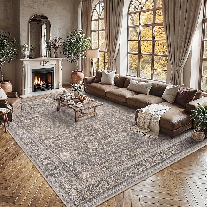 Schweek 9x12 Washable Area Rug Neutral Large Rugs - Image 3