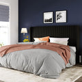 Allewie King Size Velvet Bed Frame/Vertical Channel Tufted Wingback by Allewie