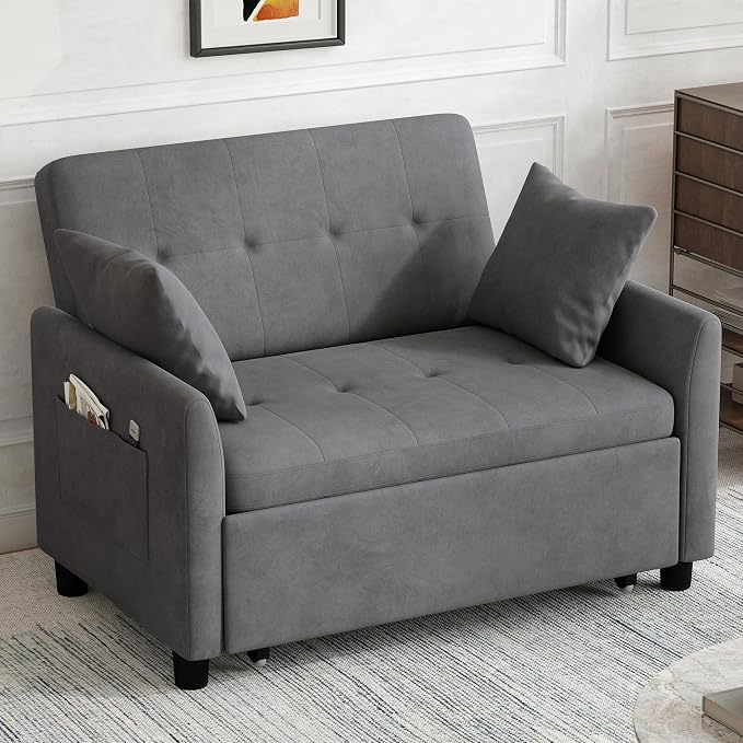 Sleeper Sofa Bed, 3 in 1 Convertible Sleeper Couch Bed Pull Out, Small Loveseat - Image 6