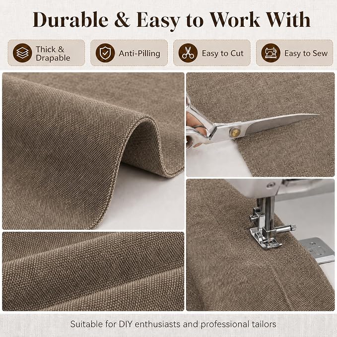 Mini Chenille Linen Blend Upholstery Fabric by the Yard, 57 Inch Wide Soft - Image 5