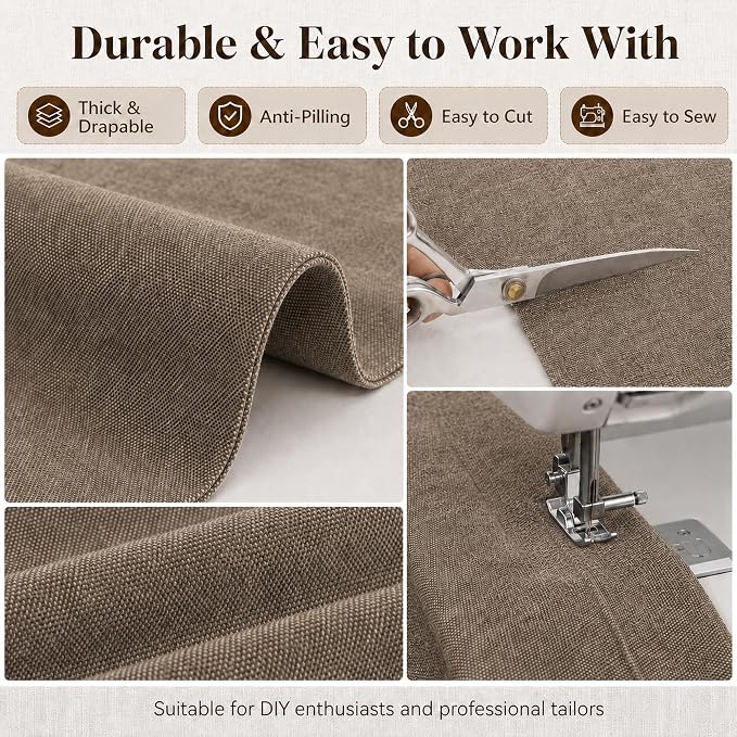 Mini Chenille Linen Blend Upholstery Fabric by the Yard, 57 Inch Wide Soft - Image 5