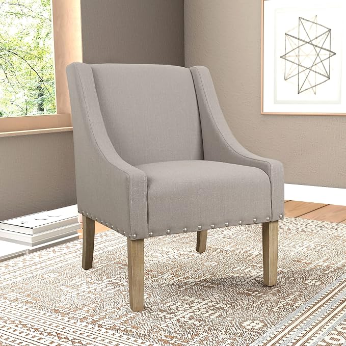 Homepop Home Decor | Upholstered Classic Swoop Arm Accent Chair | Accent Chairs - Image 2