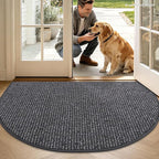 BEQHAUSE Dirt Trapper Door Mat 36" x 60" Half Circle Non Slip, Charcoal | - Image 2