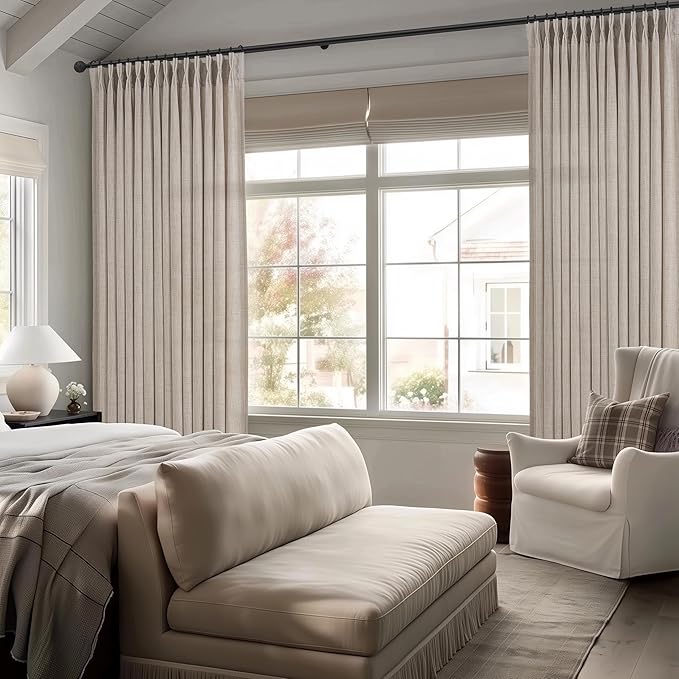 Greyish Brown Natural Linen Curtains 84 Inch Length 2 Panels - Image 5