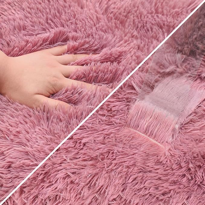 2x10 Bedside Area Rugs for Bedroom Soft Fluffy Shag Blush Pink Rug for Hallway - Image 5