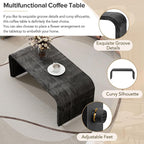 Minimalist Coffee Table with Curved Art Deco Design, Wood Rectangle Center Table - Image 5
