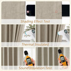 100% Blackout Linen Curtains for Bedroom 96 inches Long 8 FT, Thermal Insulated - Image 5