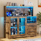 Home Bar Cabinet with Adjustable RGB LED Light, Wine & Coffee Storage with Rack by GIODIR