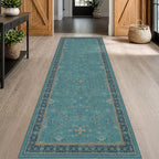 Teal 10ft Long Hallway Runner Rug by HazoHaus