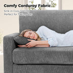 Kidirect 70in Corduroy Sofa, Comfy Loveseat Sofa No Tool Assembly, Couches - Image 3