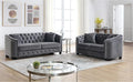 2 Piece Modern Chesterfield Velvet 77" 3-Seater+59" Loveseat Sofa Set, by Unknown
