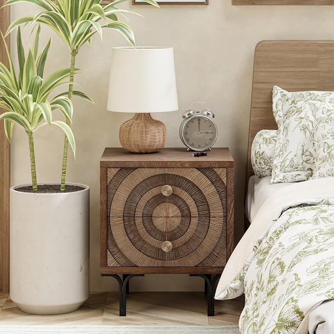 Aoikax Farmhouse 2-Drawer Nightstand, Accent Wooden Nightstand by Aoikax