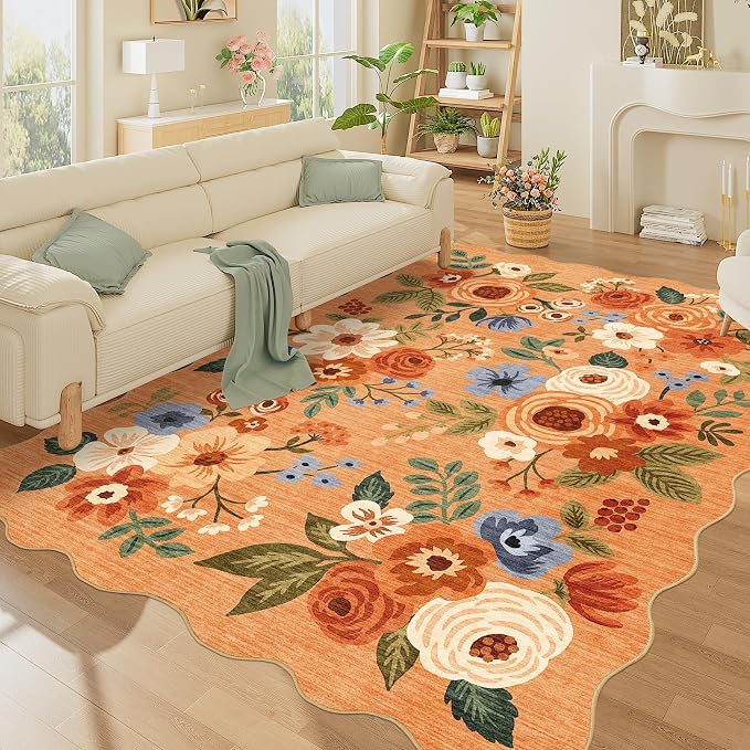 DUKINO 5x7 Area Rugs for Bedroom, Floral Washable Rug Non Slip, Stain Resistant - Image 7