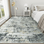 10x14 Washable Area Rug for Living Room Bedroom: Non-Slip Modern Black Gray | - Image 9