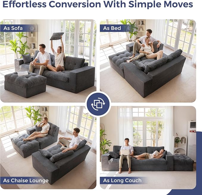 MAXYOYO Sectional Sofa Couch and Chaise Lounge, L Shaped Modern Cloud Couch - Image 3