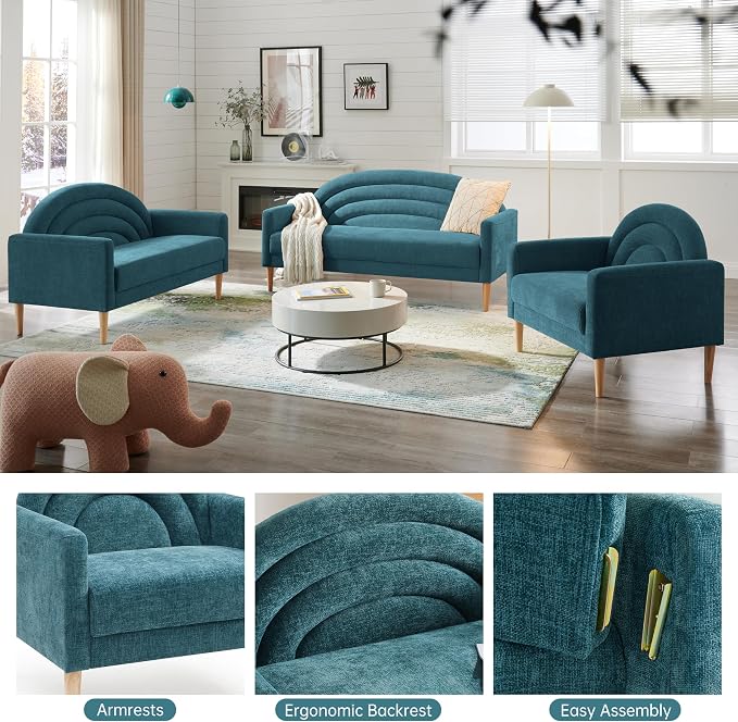 49" Small Loveseat Sofa for Small Spaces, Mid Century Modern Sofa, Linen - Image 8