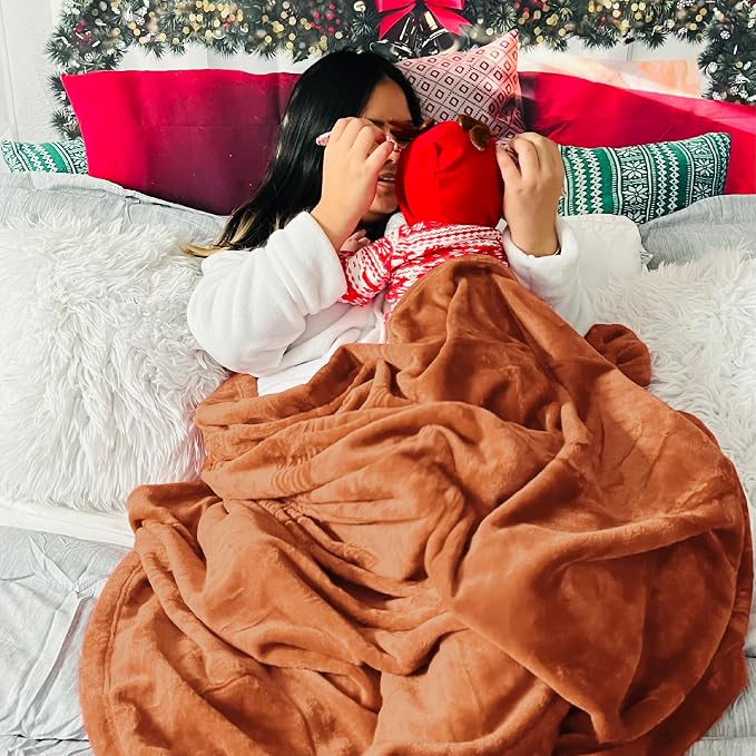 Bedsure GentleSoft Orange Fleece Blanket King Size - Image 5