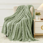 Aganear Fleece Throw Blanket for Bed Couch 90"x108" Sage Green | Lightweight - Image 3