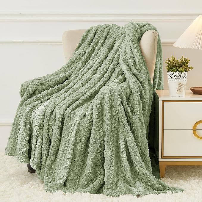 Aganear Fleece Throw Blanket for Couch Sofa 50"x60" Sage Green | Lightweight by Aganear