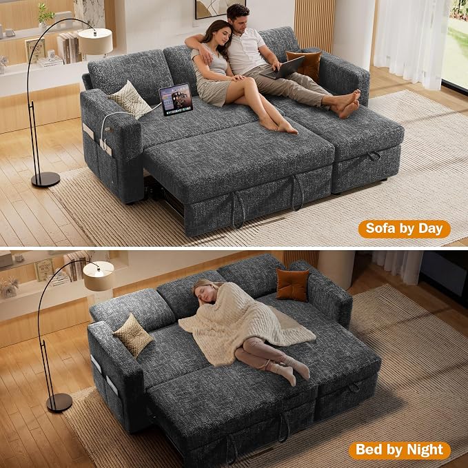Sunny Heart 82" L Shaped Sectional Sleeper Sofa Bed - Image 6