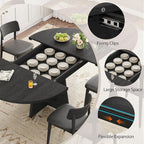 43''–59'' Extendable Dining Table, Round Kitchen Dining Room Dinner Table - Image 9