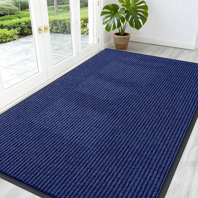 OLANLY Front Door Mat 59x34, Waterproof Heavy-Duty Indoor Outdoor Doormat | Blue by OLANLY