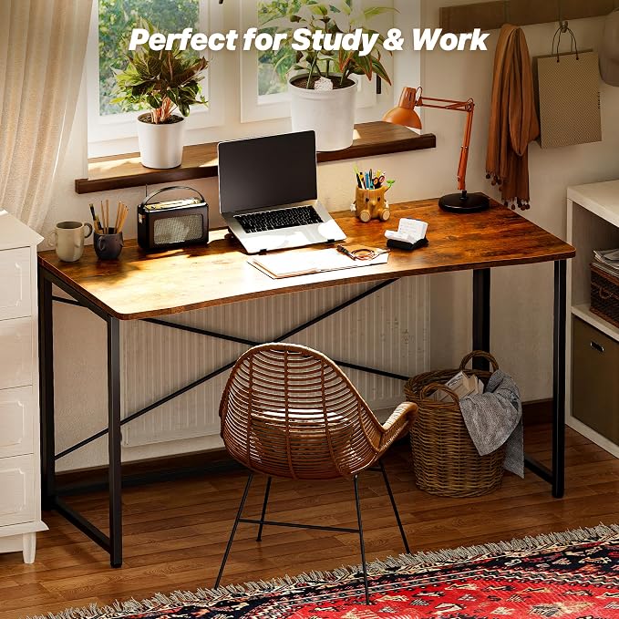 Huuger Folding Desk for Small Spaces, 47.2 Inch Foldable Computer Table - Image 8